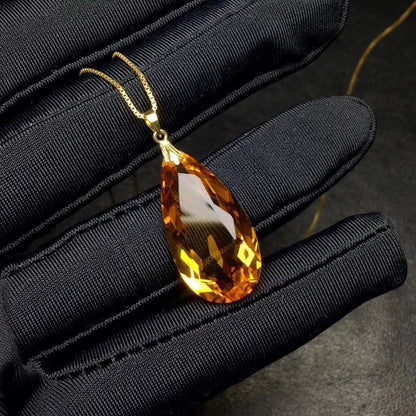 Collier Femme en Or 18K avec Citrine Goutte