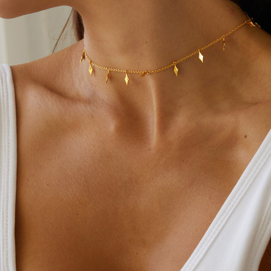 Chaîne pendentifs Losange en ARGENT 925 plaqué OR 18 K – Élégance et Tendance