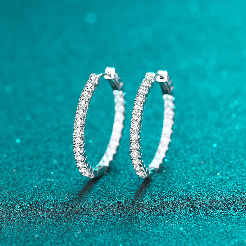 Boucles d’oreilles Anneaux en ARGENT 925 Plaqué OR Blanc– Intemporelles & modernes
