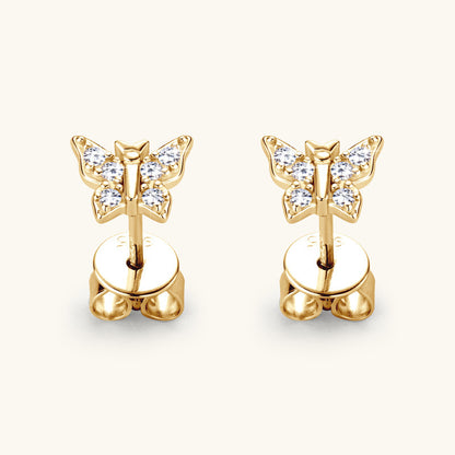 Petites Boucles d’Oreilles Papillon en ARGENT 925 Doré – Délicates & Féminines