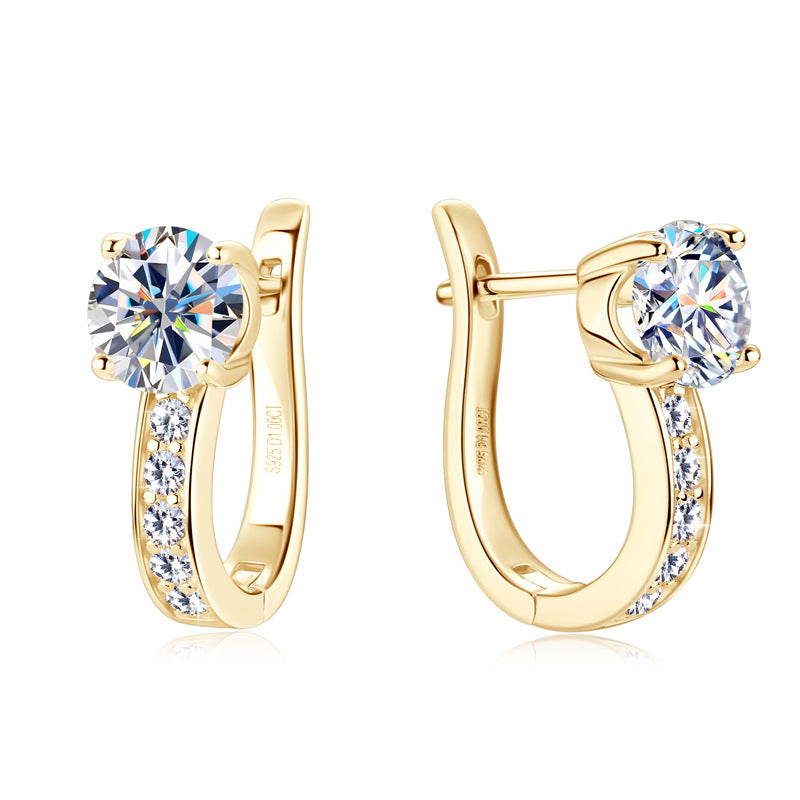 Boucles d’Oreilles Argent 925en U avec Moissanite 1 Carat – Élégance Moderne