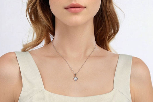 Collier Femme Rose Coeur Argent 925  – Symbole d’Amour et Romantisme