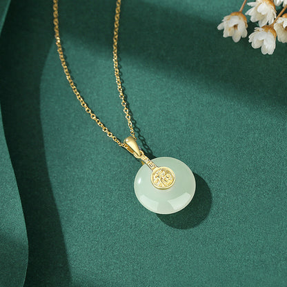 Collier Jade Hetian et ARGENT 925 – Élégance Vintage & Symbole de Paix