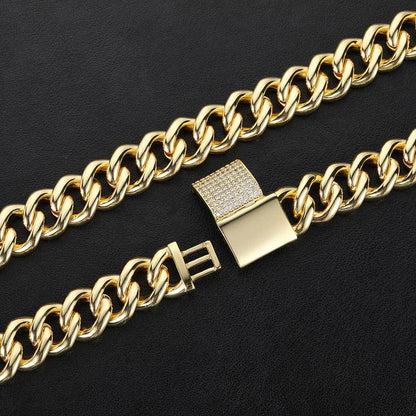 Bracelet à Double Rangée de Diamants 15 mm – Style Urbain et Maillons Cubains