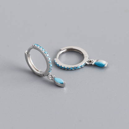 Boucles d’Oreilles anneaux avec pendentifs Pierres Multicolores – ARGENT S925
