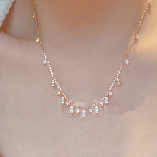Collier Gouttes Zircon en ARGENT 925 – Finition Or Blanc ou Or Rose