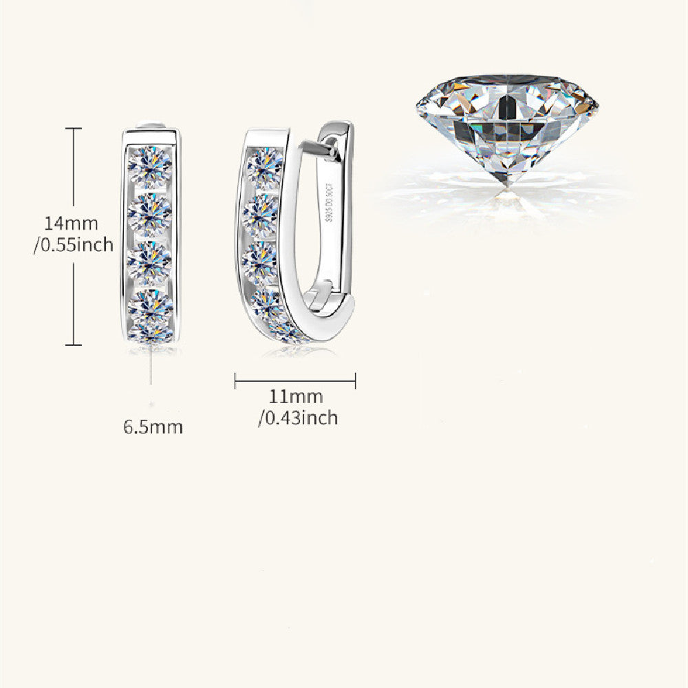 Boucles d’oreilles tendance en forme U avec diamants 0,5 ct  –  ARGENT S925 plaqué OR