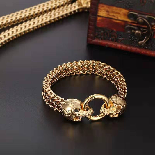 Bracelet Tête de Mort en ACIER INOXYDABLE pour Homme – Rebelle et Audacieux