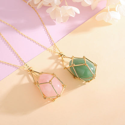 Collier Pierre Cristalline Naturelle Polie – Élégance Rétro et Énergie Bienfaisante