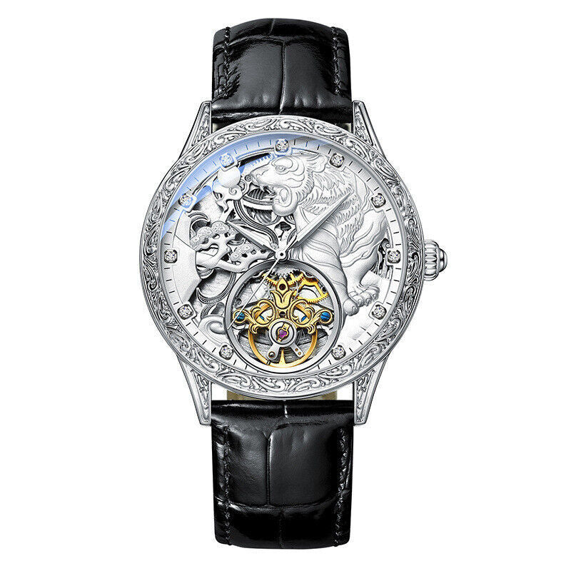 Montre Mécanique Homme – Acier Inoxydable & Bracelet Cuir Véritable
