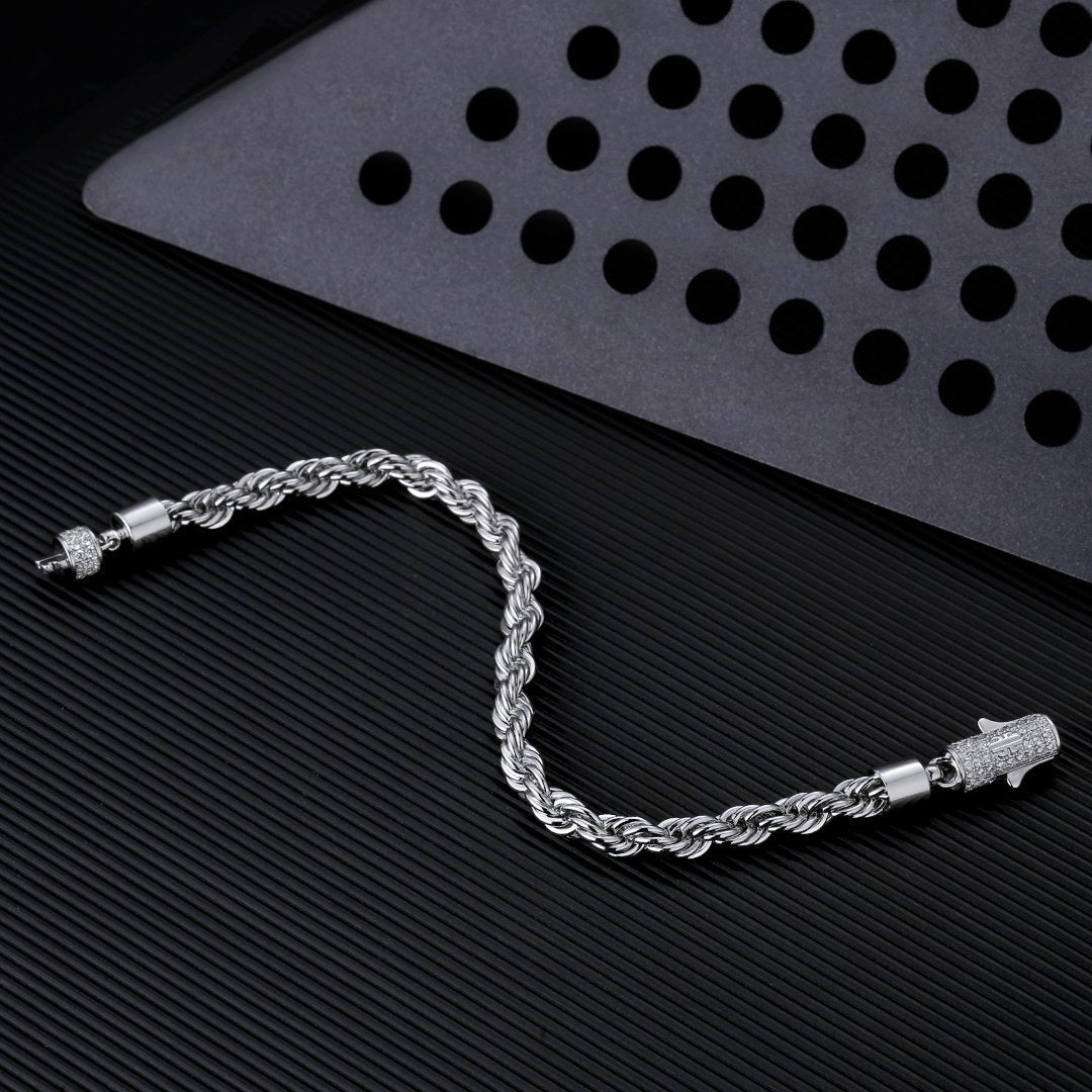 Bracelet Chaîne Torsadée 6 mm – OR ou OR Blanc, Élégance