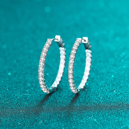Boucles d’oreilles Anneaux en ARGENT 925 Plaqué OR Blanc– Intemporelles & modernes