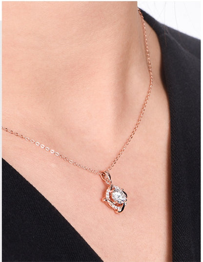 Chaîne avec pendentif moulin à vent en ARGENT S925 et Moissanite – Luxe léger pour femme