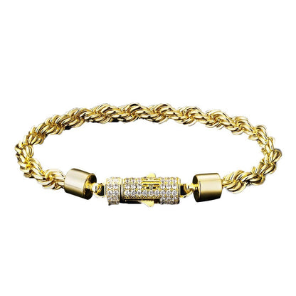 Bracelet Chaîne Torsadée 6 mm – OR ou OR Blanc, Élégance