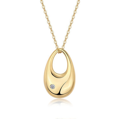 Collier Femme en Argent 925 Doré avec Moissanite – Pendentif Goutte