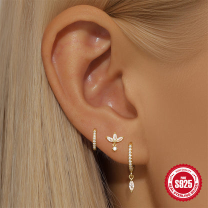 Boucles d’Oreilles Trio tendance en ARGENT 925  – Style Chic Doux