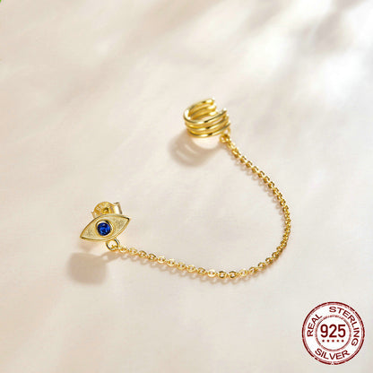 Boucles d’Oreilles avec chaîne en ARGENT 925 Plaqué Or – Protection & Élégance