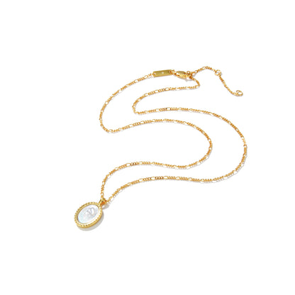 S925 Silver Plated Oval Embossed Rose Necklace