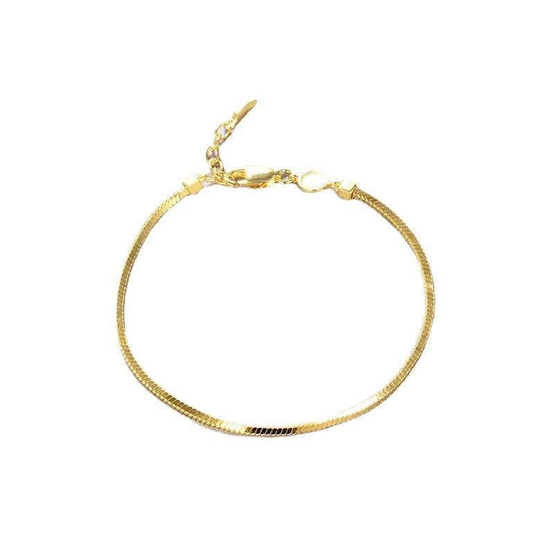 Bracelet Chaîne Serpent Carré Vintage – Argent S925 Plaqué Or 18K