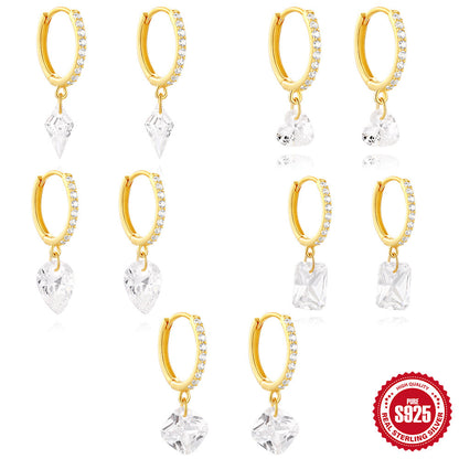 Boucles d’oreilles pendantes en ARGENT 925 avec Zirconia – Élégance classique