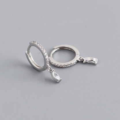 Boucles d’Oreilles anneaux avec pendentifs Pierres Multicolores – ARGENT S925