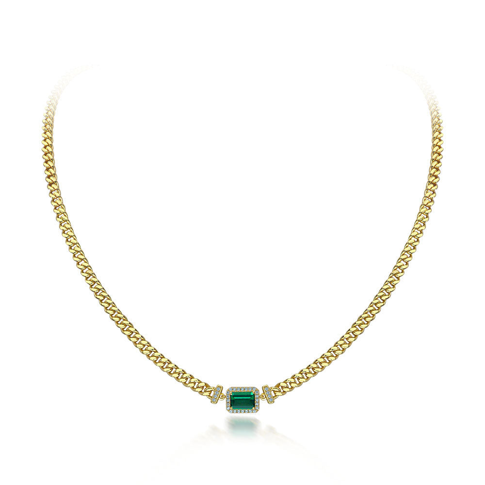 Collier en ARGENT 925 avec Pendentif Émeraude – Élégance simple et luxueuse