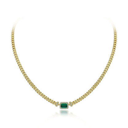 Collier en ARGENT 925 avec Pendentif Émeraude – Élégance simple et luxueuse