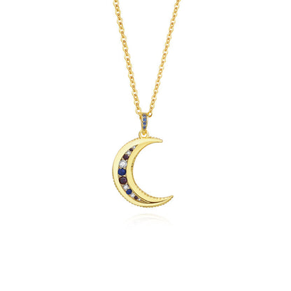 Collier Femme Demi-Lune en Argent 925 avec Zircon – Éclat et Féminité