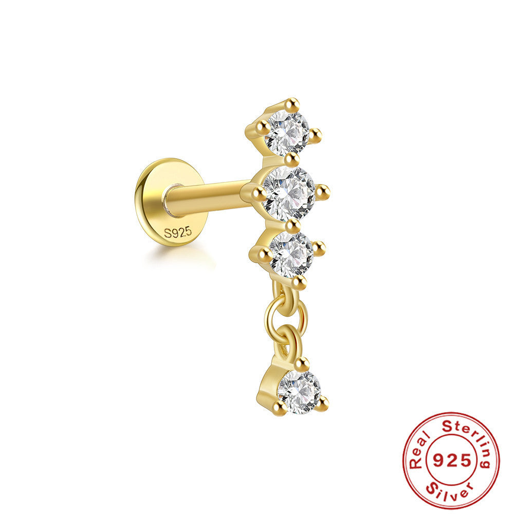 Boucles d’oreilles en ARGENT S925 à tige multiformes et Zircons scintillants