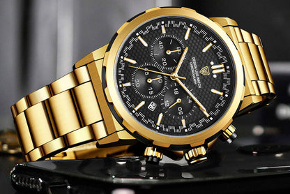 Montre Homme Acier Multifonction – Calendrier, Éclairage et Élégance Business